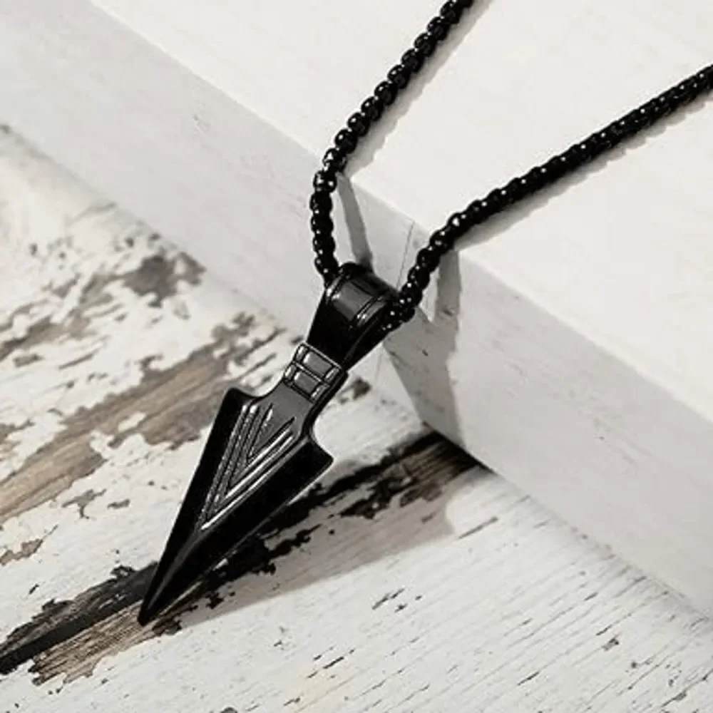 Stainless Steel Spearpoint Arrowhead Pendant Necklace